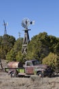 Different types of Old Windmills and Old Truck Royalty Free Stock Photo