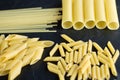 Different types of pasta penne pennoni cannelloni noodles