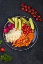 Different types of pickled vegetables on a dark background Royalty Free Stock Photo