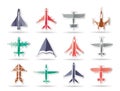 Different types of plane icons Royalty Free Stock Photo