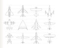 Different types of plane icons Royalty Free Stock Photo