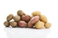 Different types of potatoes on white background