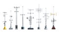 Different Types of Radio Towers on transparent background Royalty Free Stock Photo