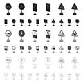 Different types of road signs cartoon icons in set collection for design. Warning and prohibition signs vector symbol Royalty Free Stock Photo