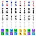 Different types of road signs cartoon icons in set collection for design. Warning and prohibition signs vector symbol Royalty Free Stock Photo