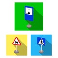 Different types of road signs flat icons in set collection for design. Warning and prohibition signs vector symbol stock Royalty Free Stock Photo