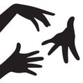 Different types of silhouette hands