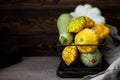 different types of squash in a wicker basket Royalty Free Stock Photo