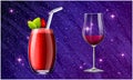 Different types of strawberry juice glass on abstract background Royalty Free Stock Photo