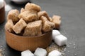 Different types of sugar on black table Royalty Free Stock Photo