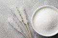 Different types of sugar on light grey table, flat lay Royalty Free Stock Photo