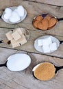 Different types of sugar on table Royalty Free Stock Photo