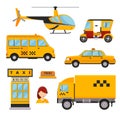 Different types of taxi transport. Cars