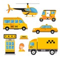 Different types of taxi transport. Cars