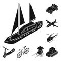 Different types of transport black icons in set collection for design. Car and ship isometric vector symbol stock web Royalty Free Stock Photo