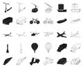 Different types of transport black,outline icons in set collection for design. Car and ship vector symbol stock web Royalty Free Stock Photo