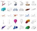 Different types of transport cartoon,outline icons in set collection for design. Car and ship vector symbol stock web Royalty Free Stock Photo