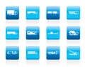 Different types of trucks and lorries icons