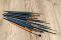 Different paint brushes closeup Royalty Free Stock Photo