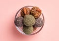 Sweet candies from dried fruit Energy balls Royalty Free Stock Photo