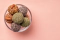 sweet candies from dried fruits Energy balls Royalty Free Stock Photo