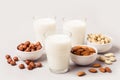 Different types of vegan non diary milk. Health care and diet concept Royalty Free Stock Photo