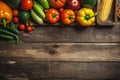 Different Types of Vegetables: Table, Wooden Crates, Loosely Cro