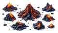 Different types of volcano eruptions detailed illustrated Royalty Free Stock Photo