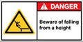 Different types of warning signs, beware of falling from a height.,Danger sign