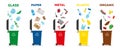 Different types of waste and rubbish bins Royalty Free Stock Photo