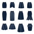 Different types of women skirts Royalty Free Stock Photo