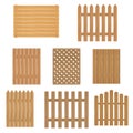 Different types of wooden fence. Fence of wood for your site or farm.