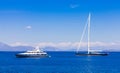 Different types of yachts traveling Royalty Free Stock Photo