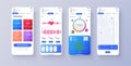 Different UI, UX, GUI screens fitness app and flat web icons for mobile apps, responsive website including. Web design Royalty Free Stock Photo