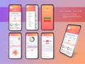 Different UI, UX, GUI screens fitness app and flat web icons for mobile apps, responsive website including. Royalty Free Stock Photo