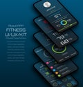 Different UI, UX, GUI Screens Fitness App. Mock Up Mobile App, Analysis