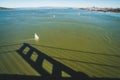 Different unique view of the San Francisco city and the Golden Gate Bridge shadow, California Royalty Free Stock Photo