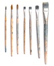 Different used art brushes on white background Royalty Free Stock Photo
