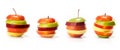 Different varieties of apples cut intp slices