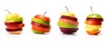 Different varieties of apples cut intp slices Royalty Free Stock Photo