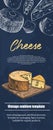 Different varieties of cheese. Vintage. Food. Background for flyers, banners, posters.