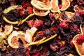 Different varieties and mixes of teas on the Egyptian bazaar in Istanbul, Turkey. Royalty Free Stock Photo