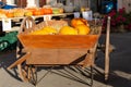 Pumpkins. Wagon. Autumn. Color. Outdoor Royalty Free Stock Photo