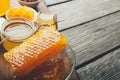 Different varieties of sweet golden fresh honey Royalty Free Stock Photo