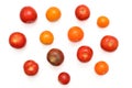 Different variety, color and size cherry tomatoes isolated on the white background Royalty Free Stock Photo