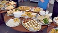 Variety of finger food, savouries and sandwiches