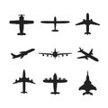 Different vector airplanes icon set