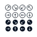 Different vector arrows, pixel icons , collection of 8bi