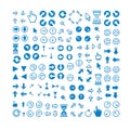 Different vector arrows, pixel icons isolated, collection