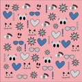 Different vector seamless patterns with swatch. Endless texture can be used for wallpaper, fills, web page background, surface t